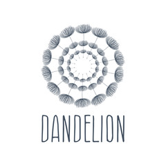 Obraz premium Abstract fluffy dandelion flower logo. Vector illustration
