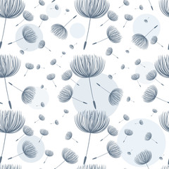 Abstrakcjonistyczny puszysty dandelion kwiatu bezszwowy wzór. Wektor ilust - 108748405