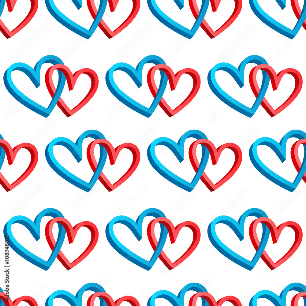 Aufkleber seamless pattern with blue and red heart background. endless texture vector background. perfect for 
