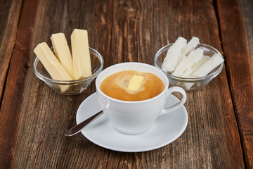 Coffee, butter and coconut oil for bulletproof coffee