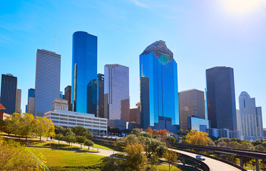 Fototapeta na wymiar Houston city skyline from west Texas US