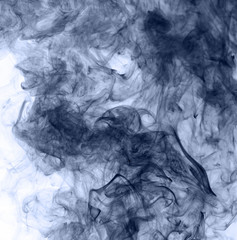blue smoke on a white background. inversion
