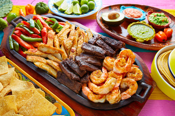 Mexican combo beef chicken fajitas shrimp