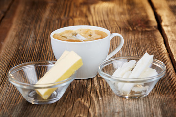 Coffee, butter and coconut oil for bulletproof coffee