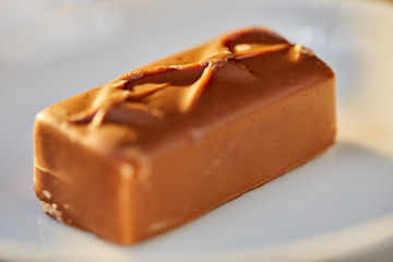 Chocolate bar on a white table