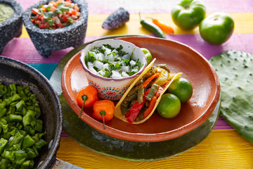 Nopal taco mexican food with chili pepper