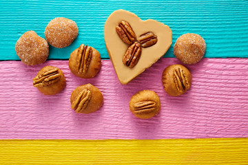 Mexican candy sweets cajeta heart with pecan