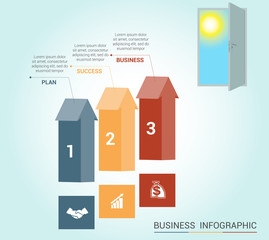 Template infographics, arrows colored and doorway, 3 positions