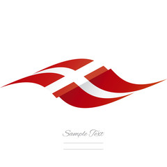 Abstract Danish flag ribbon logo white background