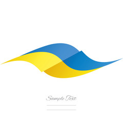Abstract Ukrainian flag ribbon logo white background
