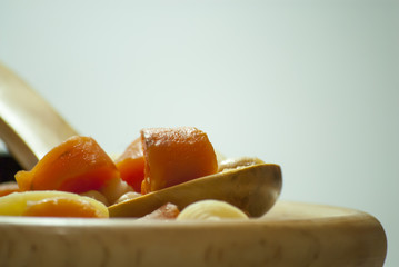 Vegetable soup with pasta, carrots and chickpeas