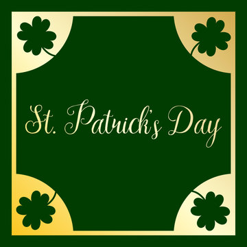 St. Patrick's Day green clover vector frame background. Irish holiday celebration