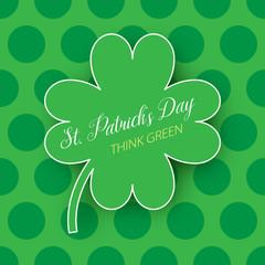 St. Patrick's Day green clover vector background. Irish holiday celebration