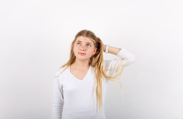 Naklejka premium Girl scratching head