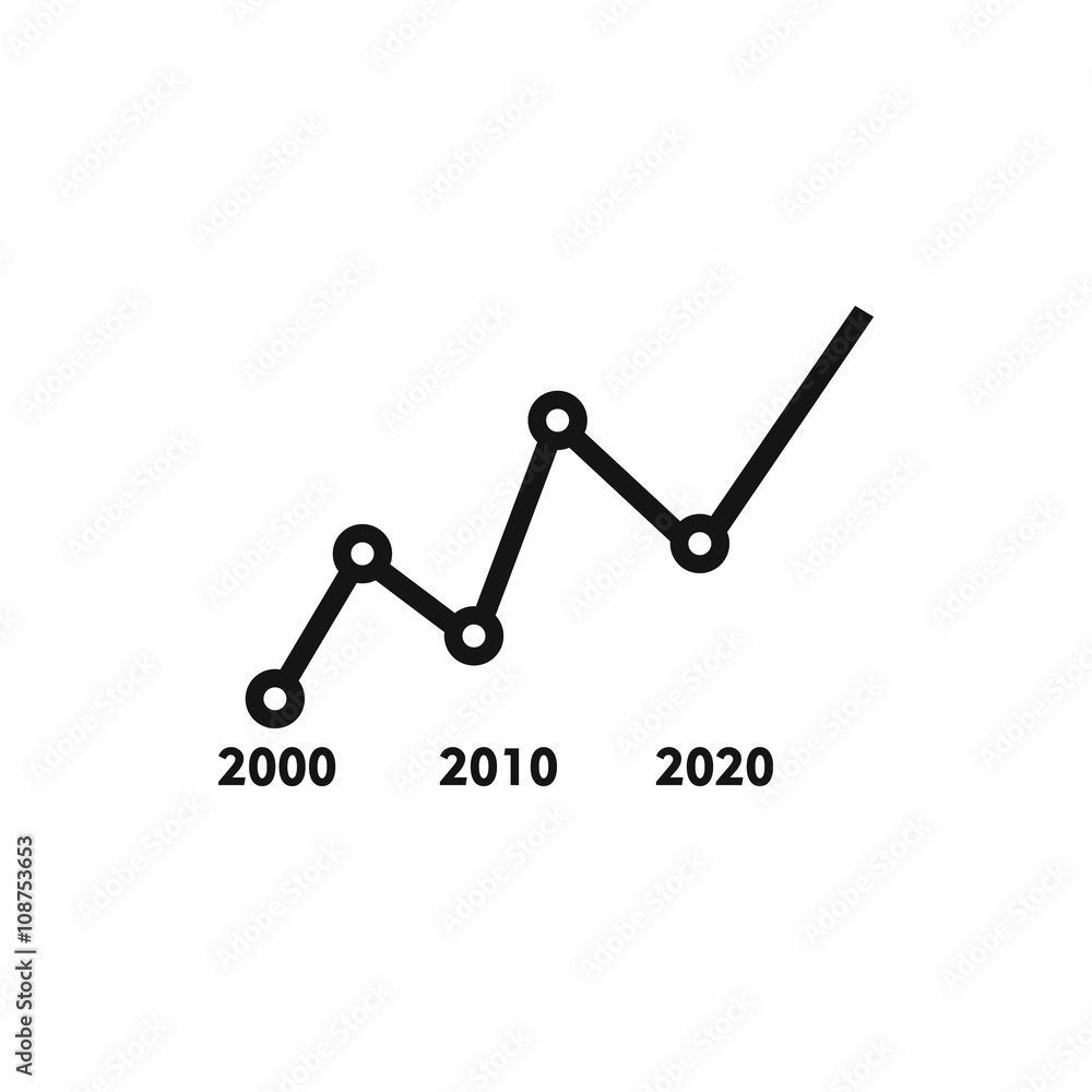 Poster arrow graph icon, simple style
