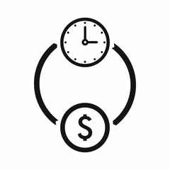 Money and time icon, simple style