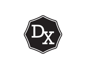DX retro initial monogram letter logo. vintage label typography.