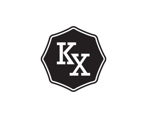 KX retro initial monogram letter logo. vintage label typography.
