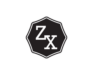 ZX retro initial monogram letter logo. vintage label typography.