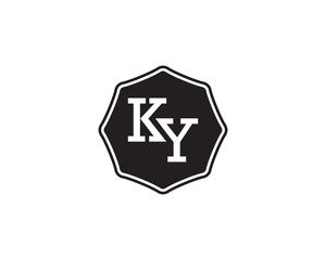 Fototapeta premium KY retro initial monogram letter logo. vintage label typography.