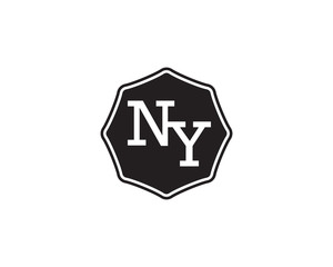 NY retro initial monogram letter logo. vintage label typography.