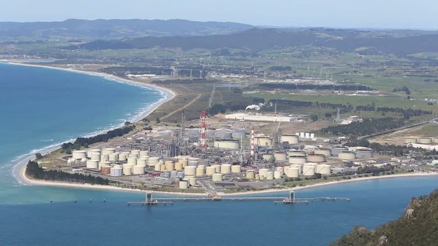 Marsden Point Oil Refinery in the Whangarei coastline, the only oil refinery in New Zealand 