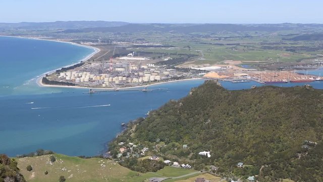 Marsden Point Oil Refinery in the Whangarei coastline, the only oil refinery in New Zealand 