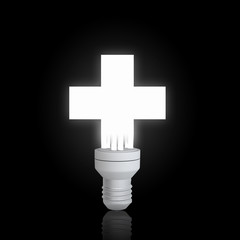 Glowing bulb in darkness