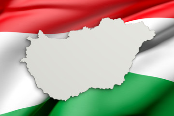 Silhouette of Hungary map with flag