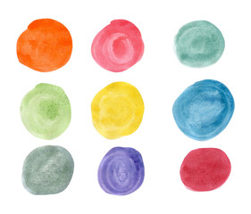 The circles with different colors of watercolor