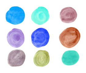 The circles with different colors of watercolor