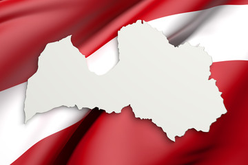 Fototapeta premium Silhouette of Latvia map with flag