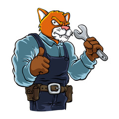 Cat cartoon Mascot .handyman illustration.