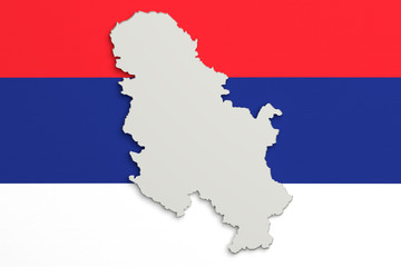 Silhouette of Serbia map with flag