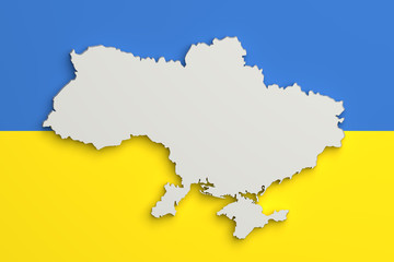 Silhouette of Ukraine map with flag