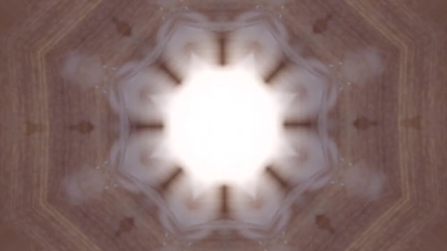 Wood and fog background with kaleidoscope star filter