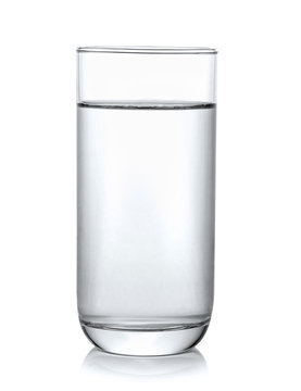 Glass with water on white background