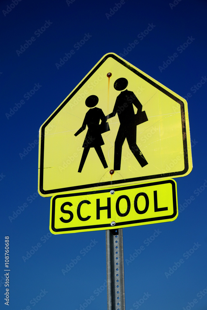 Wall mural school crossing sign against sky