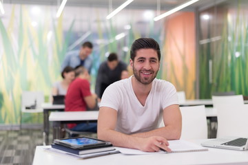 male student in classroom