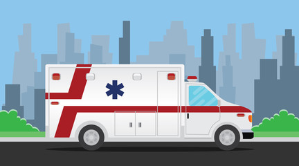 ambulance transportation vehicle on the road