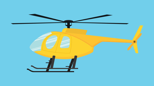 Fototapeta yellow helicopter isolated with blue background