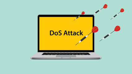 ddos dos denial of service attack with laptop attacked - obrazy, fototapety, plakaty