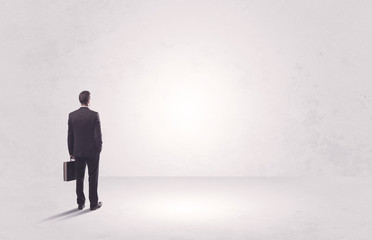 Finance worker standing in pure nothing