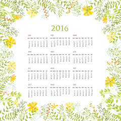 Calendar  with flower template
