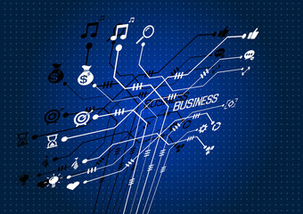 Business strategy plan over ladder leading to success