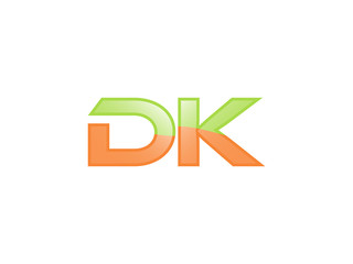 Fototapeta premium Green Orange shiny DK letters