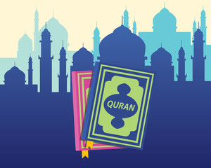 quran islam muslim books with flat style vector