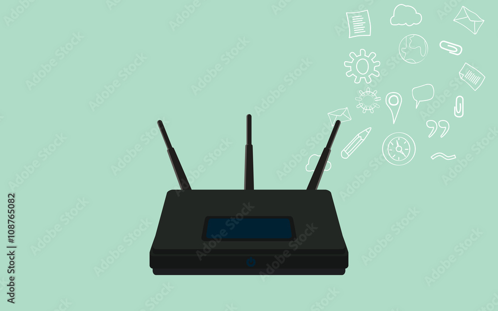 Poster wifi isolated with green background and icon data collection