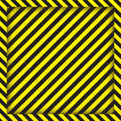 Abstract geometric lines with diagonal black and yellow stripes. The square frame. Vector illustration