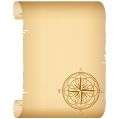 Old scroll and the wind rose. The color of the wind rose - brown.
